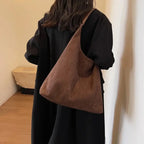 Gexo Suede Shoulder Tote Bag, Large Everyday Hobo Handbag