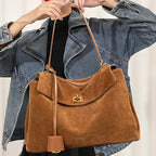 Gexo Suede Tote Bag, Shoulder and Frosted Cowhide Crossbody Handbag