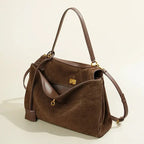 Gexo Suede Tote Bag, Shoulder and Frosted Cowhide Crossbody Handbag