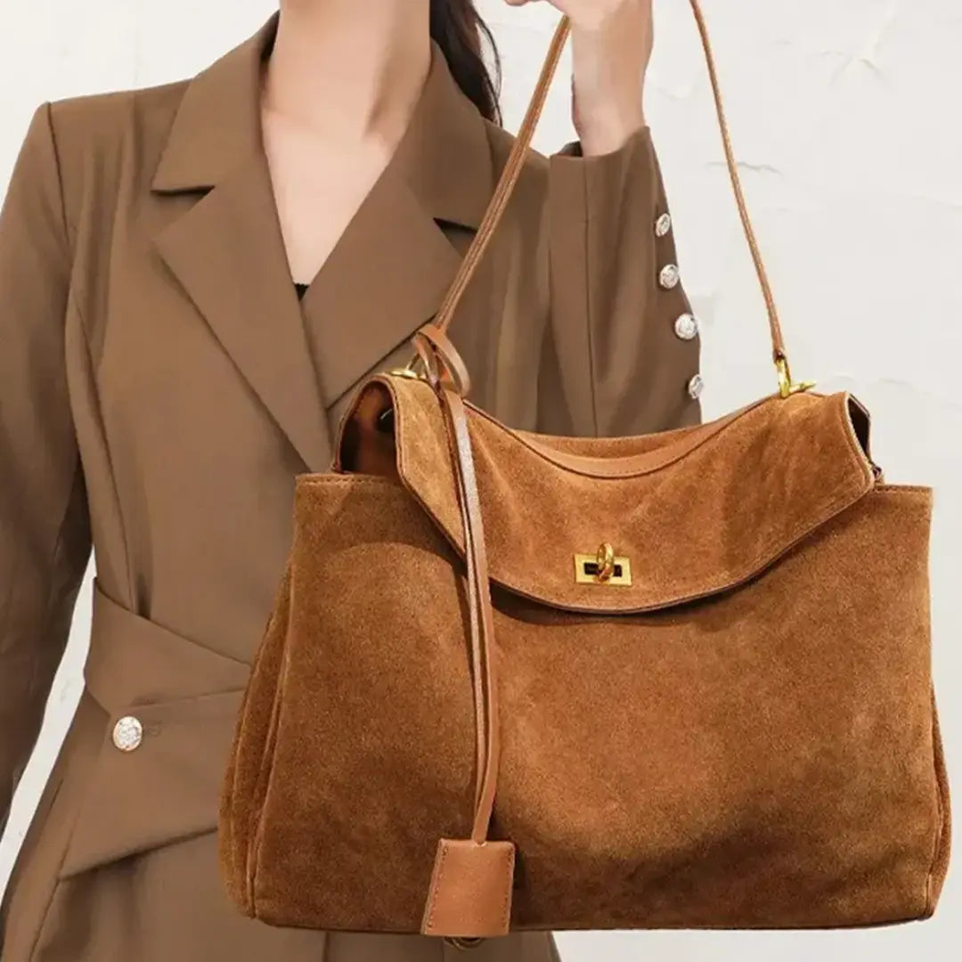 Gexo Suede Tote Bag, Shoulder and Frosted Cowhide Crossbody Handbag