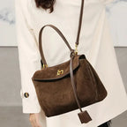 Gexo Suede Tote Bag, Shoulder and Frosted Cowhide Crossbody Handbag