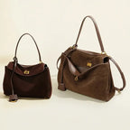 Gexo Suede Tote Bag, Shoulder and Frosted Cowhide Crossbody Handbag