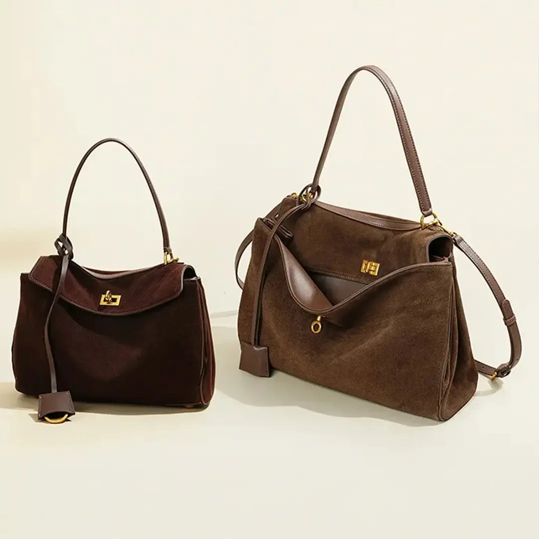 Gexo Suede Tote Bag, Shoulder and Frosted Cowhide Crossbody Handbag
