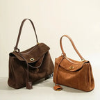 Gexo Suede Tote Bag, Shoulder and Frosted Cowhide Crossbody Handbag