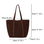 Gexo Suede Tote Bag with Rivet Detail