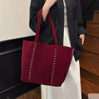 Gexo Suede Tote Bag with Rivet Detail