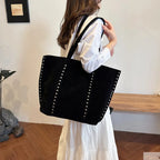 Gexo Suede Tote Bag with Rivet Detail