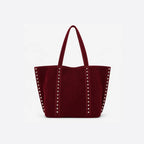 Gexo Suede Tote Bag with Rivet Detail
