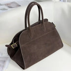 Gexo Suede Work Tote Bag, Large Everyday Shoulder Handbag