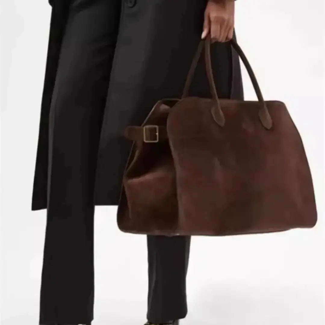 Gexo Suede Work Tote Bag, Large Everyday Shoulder Handbag