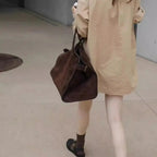 Gexo Suede Work Tote Bag, Large Everyday Shoulder Handbag