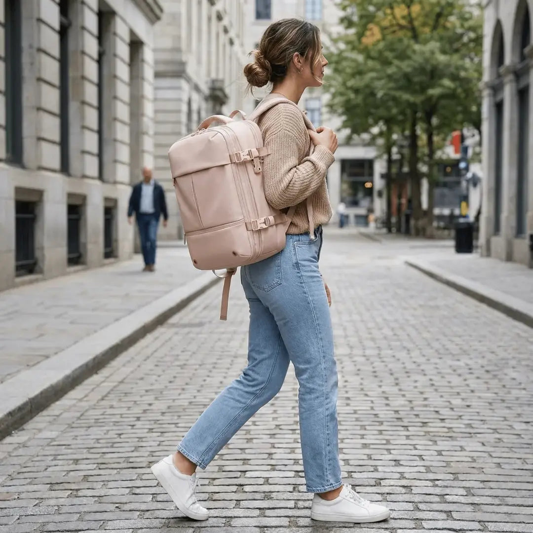 Gexo Travel Backpack with Vacuum Compression, Expandable Storage and Anti-Theft Design