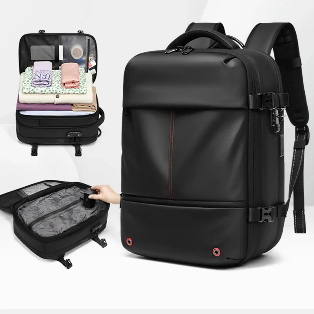 Gexo Travel Backpack with Vacuum Compression, Expandable Storage and Anti-Theft Design