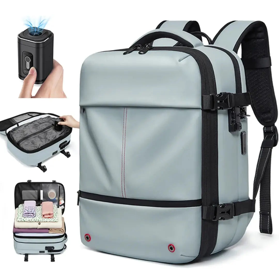 Gexo Travel Backpack with Vacuum Compression, Expandable Storage and Anti-Theft Design