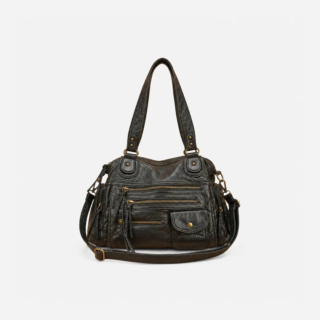 Gexo Vintage PU Leather Shoulder Bag with Large Capacity and Smart Organisation
