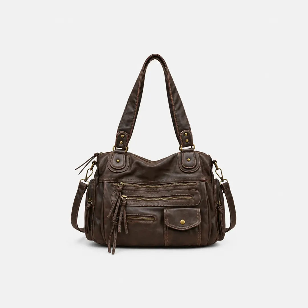 Gexo Vintage PU Leather Shoulder Bag with Large Capacity and Smart Organisation