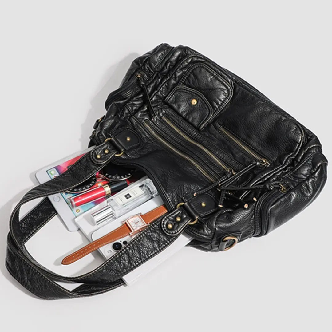 Gexo Vintage PU Leather Shoulder Bag with Large Capacity and Smart Organisation