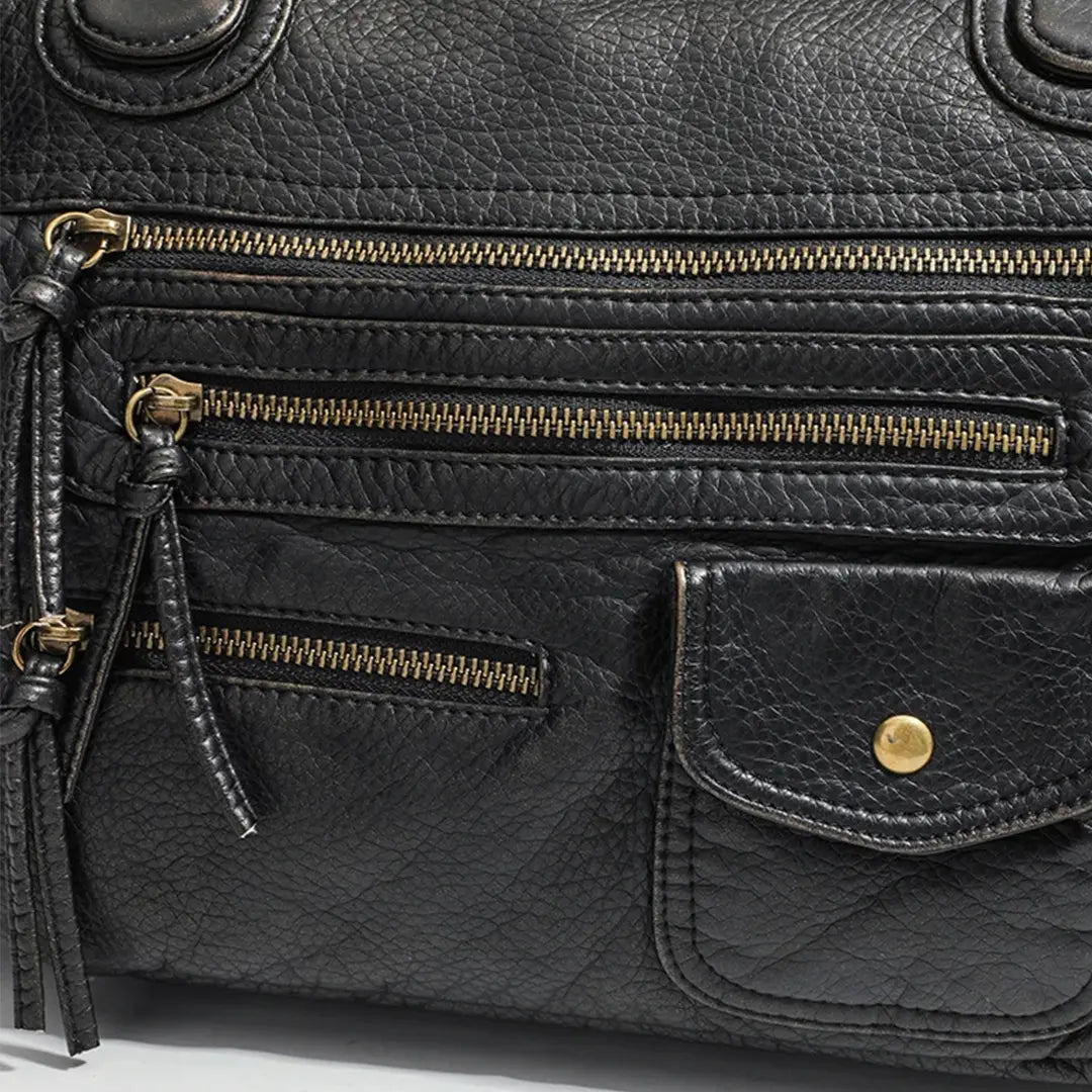 Gexo Vintage PU Leather Shoulder Bag with Large Capacity and Smart Organisation