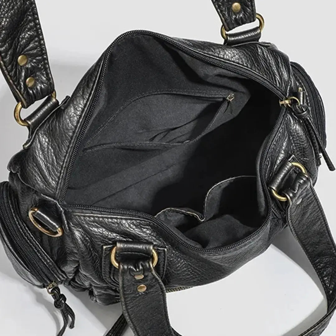Gexo Vintage PU Leather Shoulder Bag with Large Capacity and Smart Organisation
