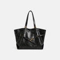 Gexo Vintage PU Leather Tote Bag with Buckle Detail