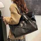 Gexo Vintage PU Leather Tote Bag with Buckle Detail