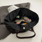 Gexo Vintage PU Leather Tote Bag with Buckle Detail