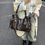 Gexo Vintage PU Leather Tote Bag with Crossbody Strap
