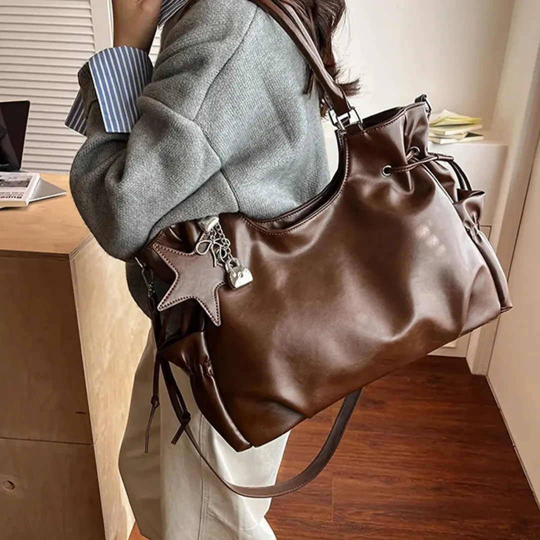 Gexo Vintage PU Leather Tote Bag with Crossbody Strap