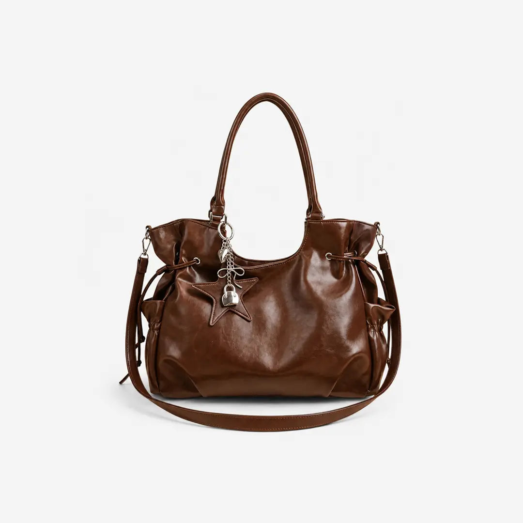 Gexo Vintage PU Leather Tote Bag with Crossbody Strap