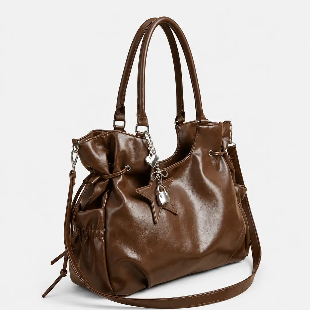 Gexo Vintage PU Leather Tote Bag with Crossbody Strap