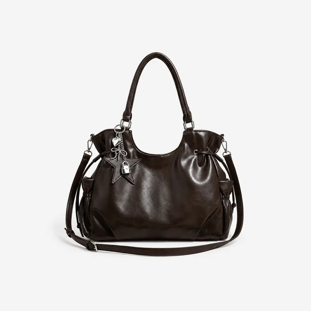 Gexo Vintage PU Leather Tote Bag with Crossbody Strap