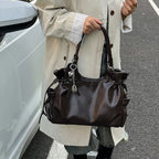 Gexo Vintage PU Leather Tote Bag with Crossbody Strap