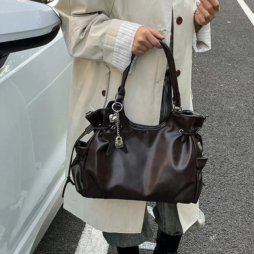 Gexo Vintage PU Leather Tote Bag with Crossbody Strap
