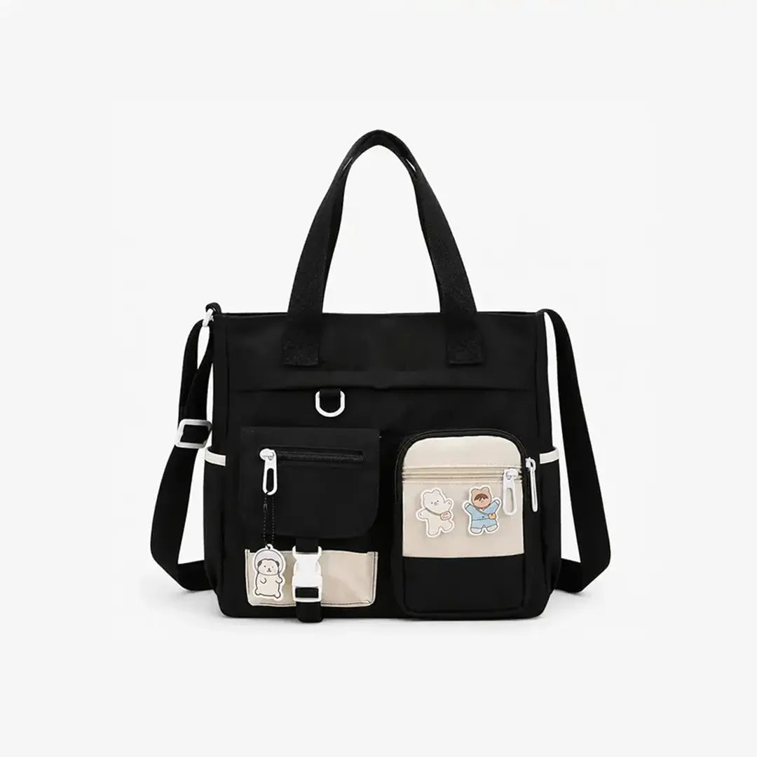 Gexo Canvas Tote Bag with Multi-Pocket Storage