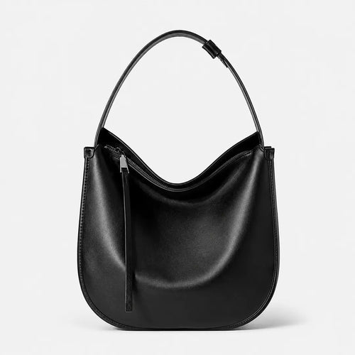 Gexo Genuine Cowhide Leather Hobo Bag - Soft Leather - Black