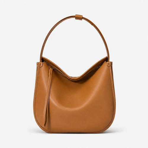 Gexo Genuine Cowhide Leather Hobo Bag - Soft Leather - Brown