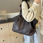 Gexo Oversized Brown Tote Bag, Shoulder and Crossbody Handbag