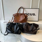 Gexo Oversized Brown Tote Bag, Shoulder and Crossbody Handbag