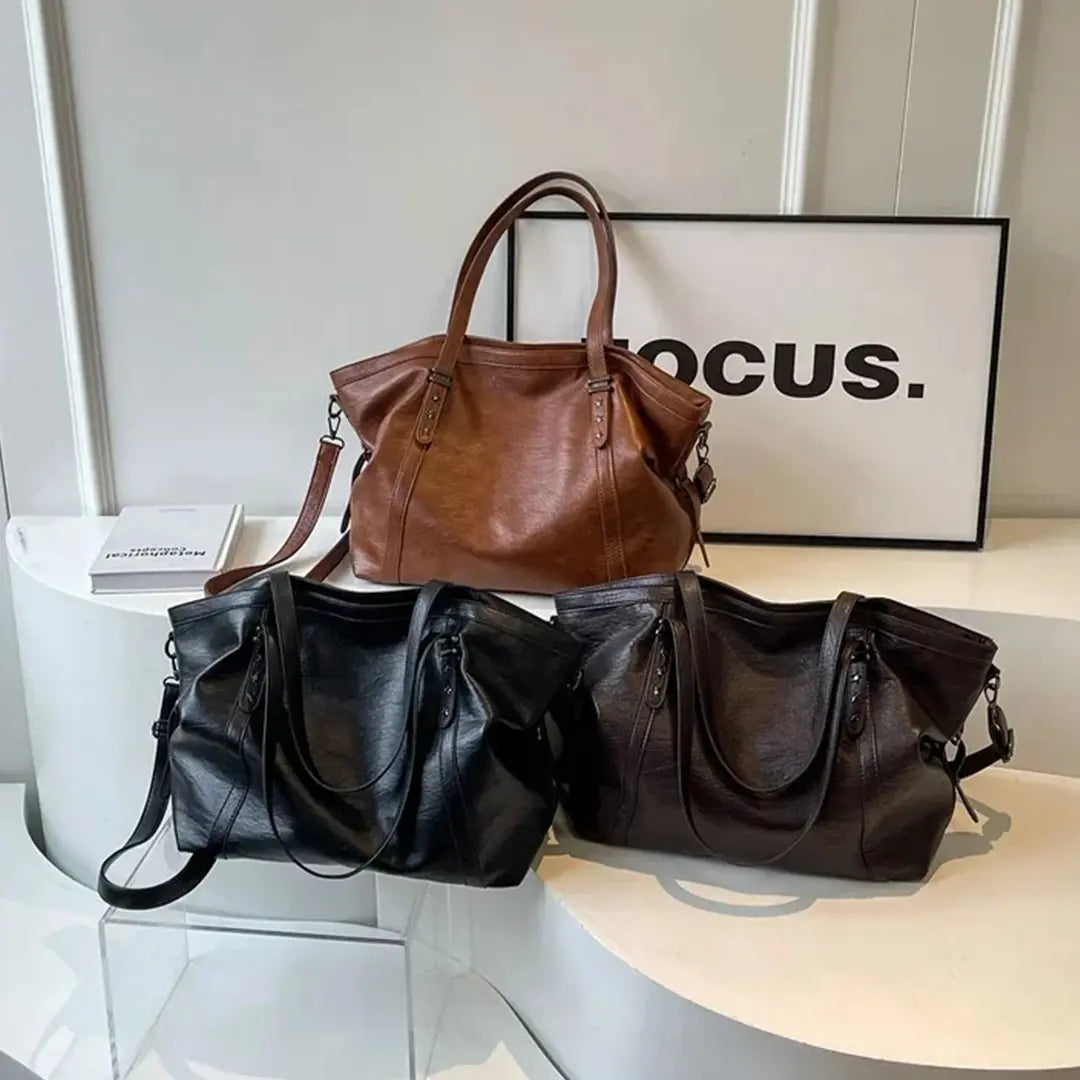 Gexo Oversized Brown Tote Bag, Shoulder and Crossbody Handbag