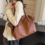 Gexo Oversized Brown Tote Bag, Shoulder and Crossbody Handbag
