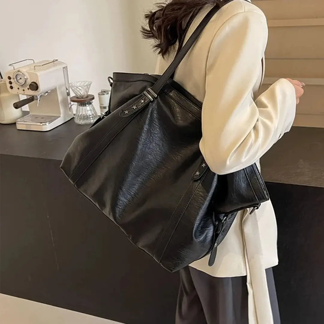 Gexo Oversized Brown Tote Bag, Shoulder and Crossbody Handbag