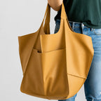 Gexo Oversized PU Leather Tote Bag, Large Everyday Shoulder Handbag