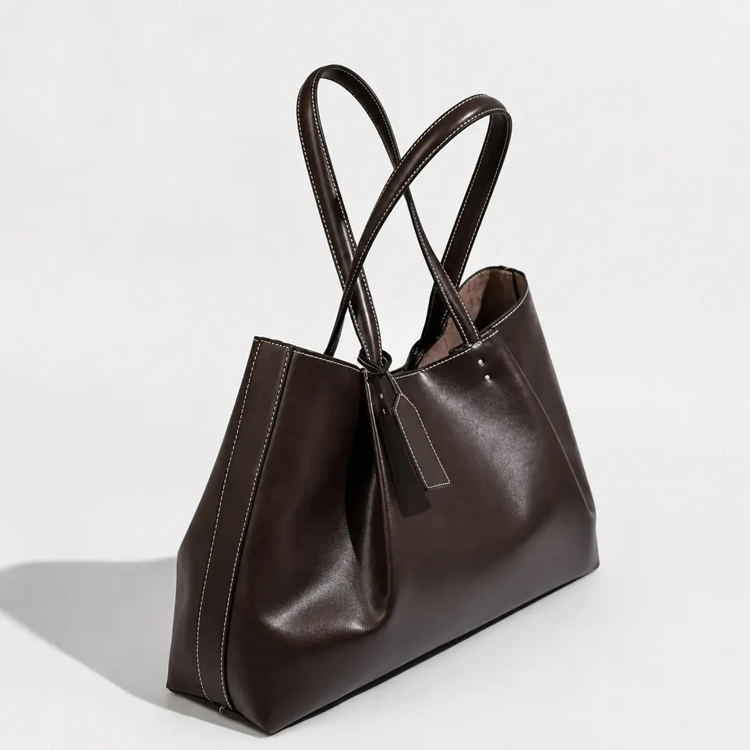 Gexo Oversized Vegan Leather Tote - Fits 15 inch Laptop, A4, Daily Carry - 6