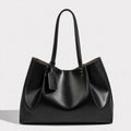 Gexo Oversized Vegan Leather Tote - Fits 15 inch Laptop, A4, Daily Carry - Black