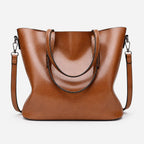 Gexo Vintage Oil Leather Tote - 3-in-1 Carry Style - 5