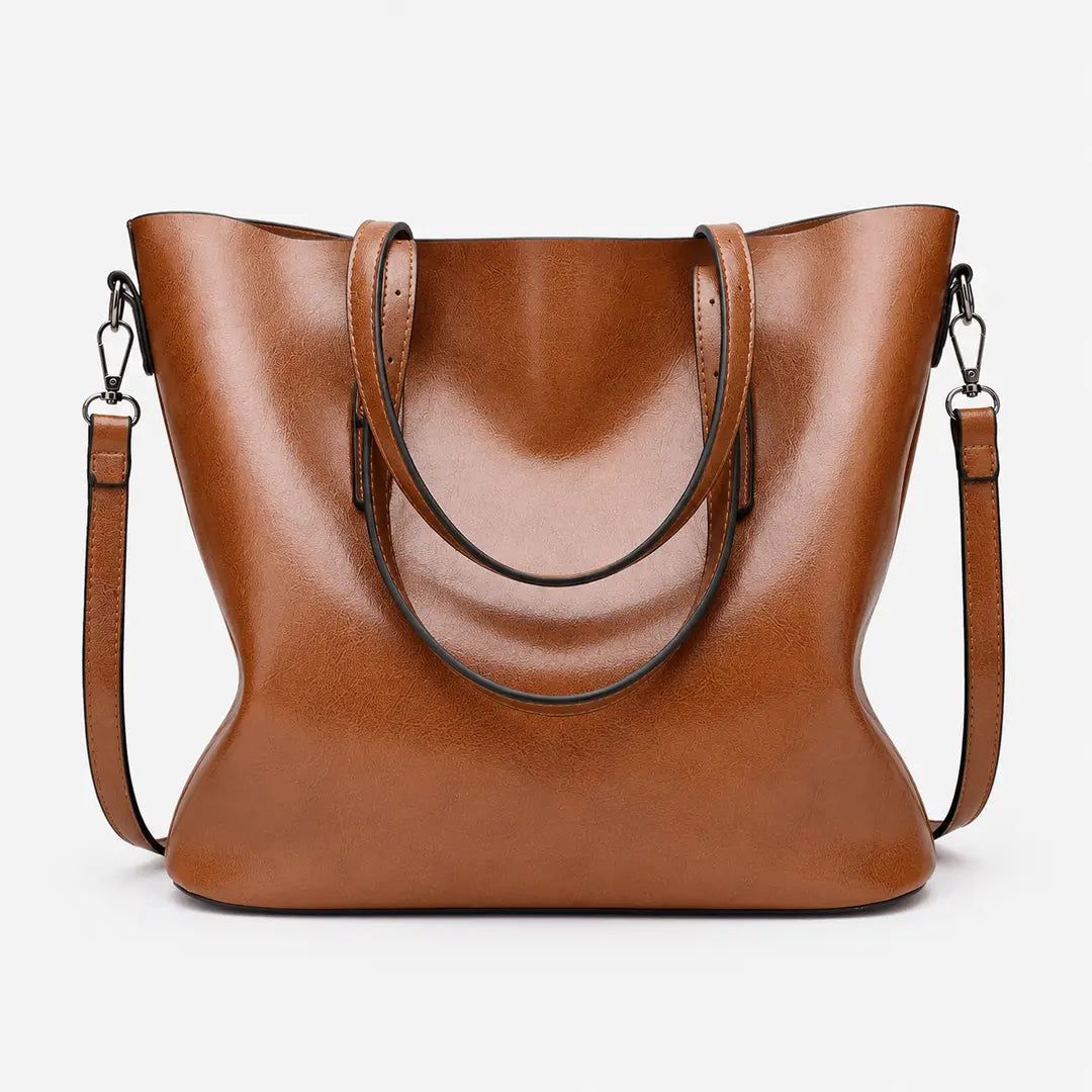 Gexo Vintage Oil Leather Tote - 3-in-1 Carry Style - 5