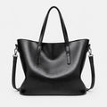 Gexo Vintage Oil Leather Tote - 3-in-1 Carry Style - Black