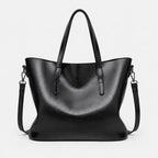 Gexo Vintage Oil Leather Tote - 3-in-1 Carry Style - Black